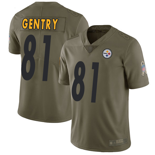Youth Pittsburgh Steelers Football #81 Limited Olive Zach Gentry 2017 Salute to Service Nike NFL Jersey->youth nfl jersey->Youth Jersey